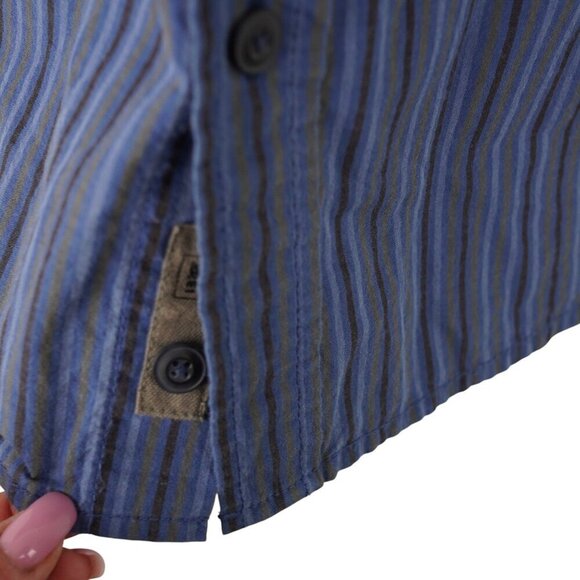 REI Mens Blue Short Sleeve Button Up Shirt Size M Striped Outdoor Lightweight - Picture 5 of 7